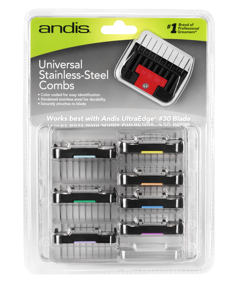 Andis Universal Stainless Steel Combs 8-Piece Set