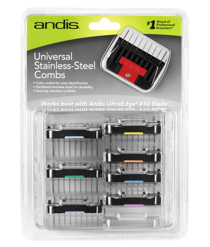 Andis Universal Stainless Steel Combs 8-Piece Set