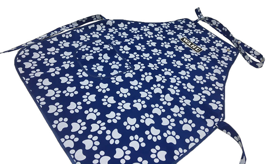 Grooming Apron - Navy & White Paws